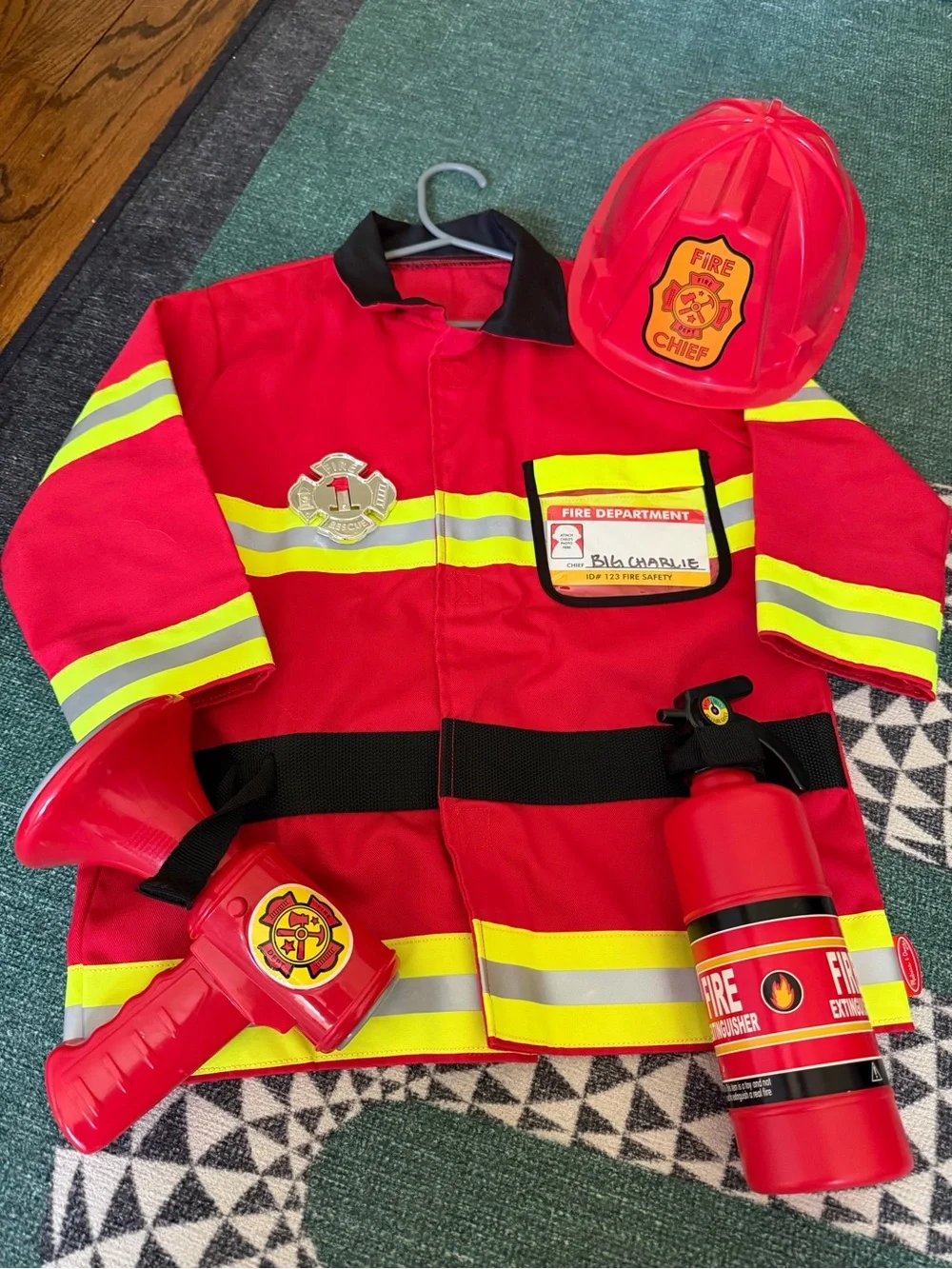 Melissa & Doug Unisex Fire Chief Role Play Costume Set, Sizes 3-6 yrs